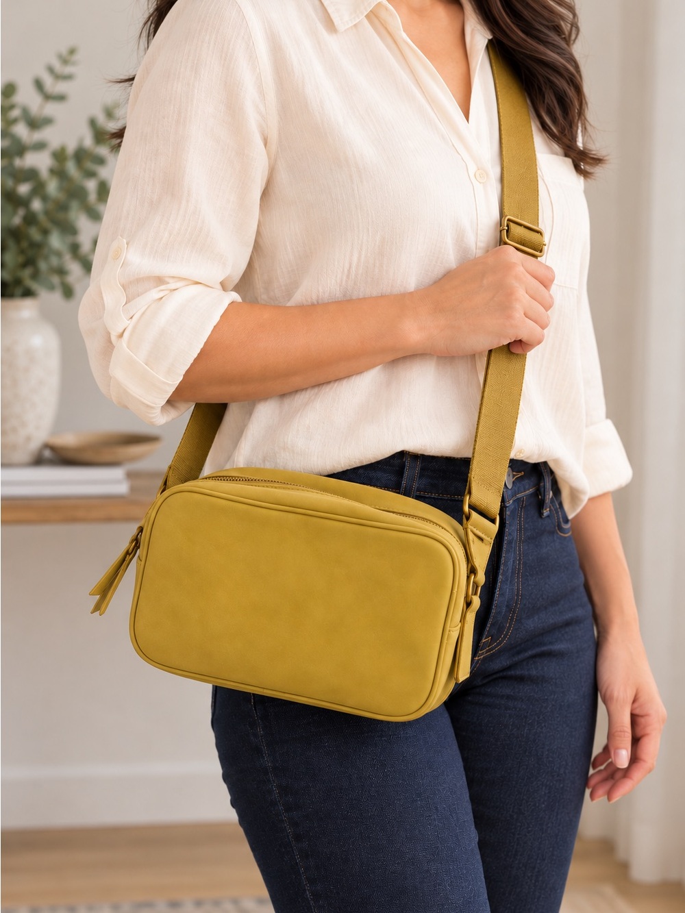 Universal Thread Mustard Yellow Crossbody Bag with Adjustable Strap